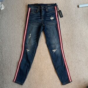 Blank NYC Skinny Jeans with Red and White Stripes